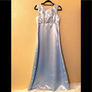 Light Blue Satin Evening Dress